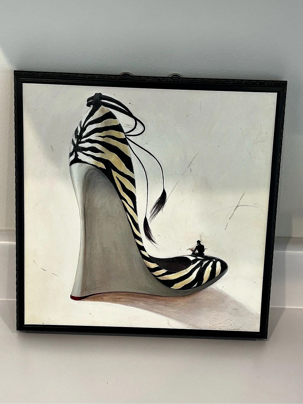 Framed Zebra Shoe Wall Art Black & Cream
